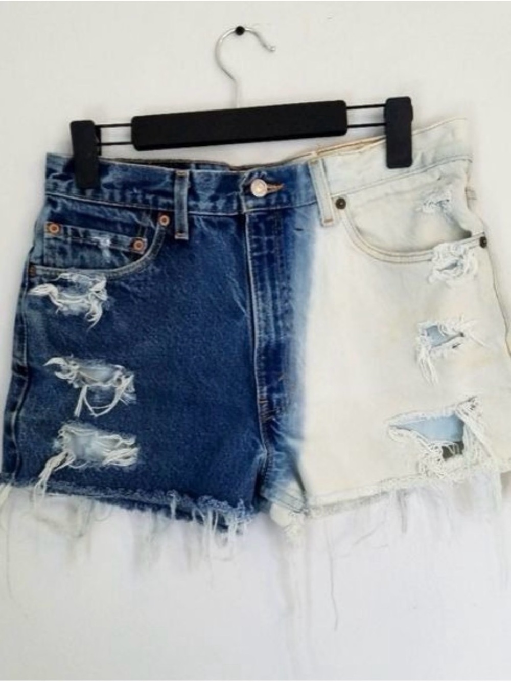 Petros Vintage Two Toned Levi’s HighRise Cut Off Distressed Denim Jean Shorts
